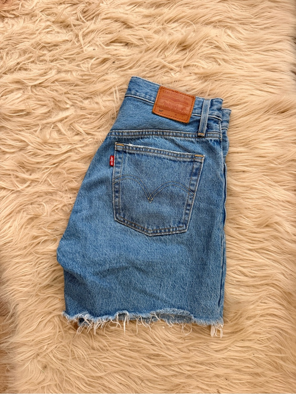 Levi's Light Blue High-Rise Cutoff Denim Shorts